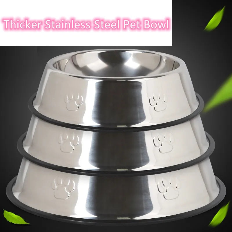 Quality Paw Stainless Steel Pet Dog Bowl Feeder 6 Sizes