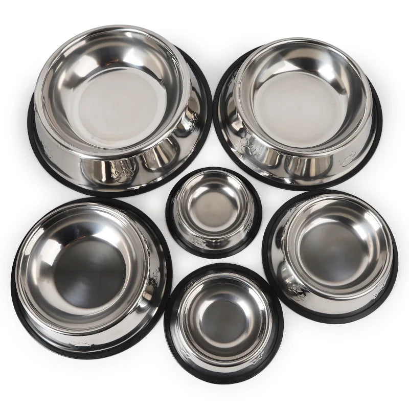 Quality Paw Stainless Steel Pet Dog Bowl Feeder 6 Sizes