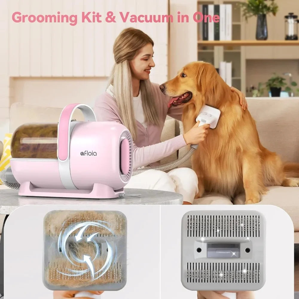 Dog Grooming Kit, Pet Grooming Vacuum & Dog Clippers & Dog Brush for Shedding with 5 Pet Grooming Tools