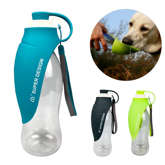 580ml Portable Pet Dog Water Bottle Soft Silicone Leaf Design Travel Dog Bowl For Puppy/Cat Drinking Outdoor Pet Water Dispenser